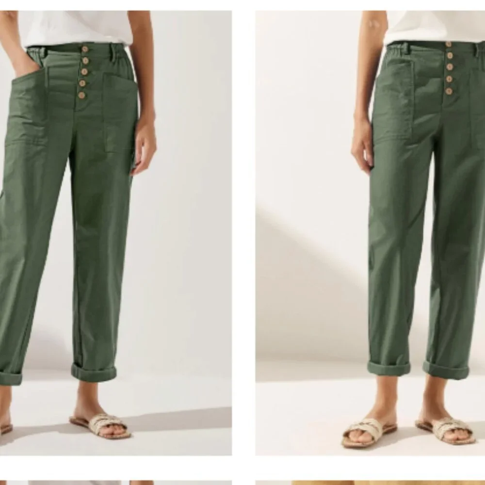 NWT Lintico Simple Button Fly Pants Heidi Linen Lagenlook - Picture 3 of 10